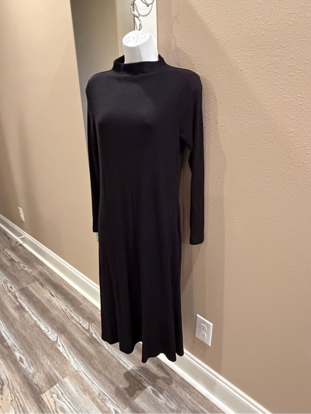 Time and Tru Black Long Sleeve Mock Neck A-Line Dress